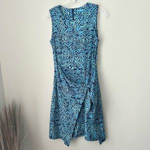 J. McLaughlin Catalina Cloth Wrap Sleeveless Blue Print Dress Women's Medium